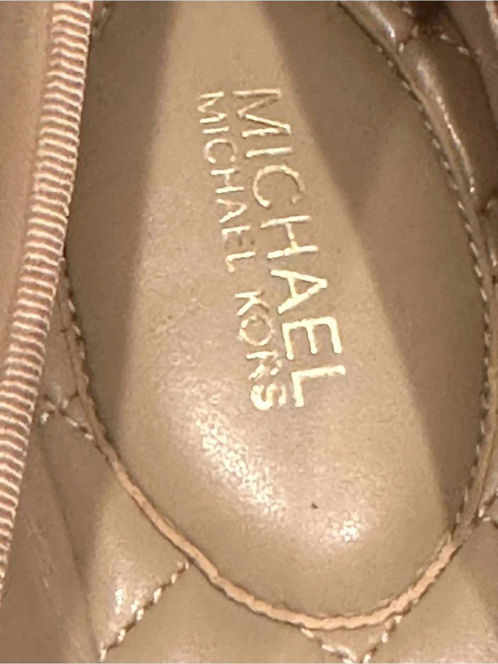 Michael Kors Beige Leather Padlock Bow Ballet Flats Women’s Size 10M